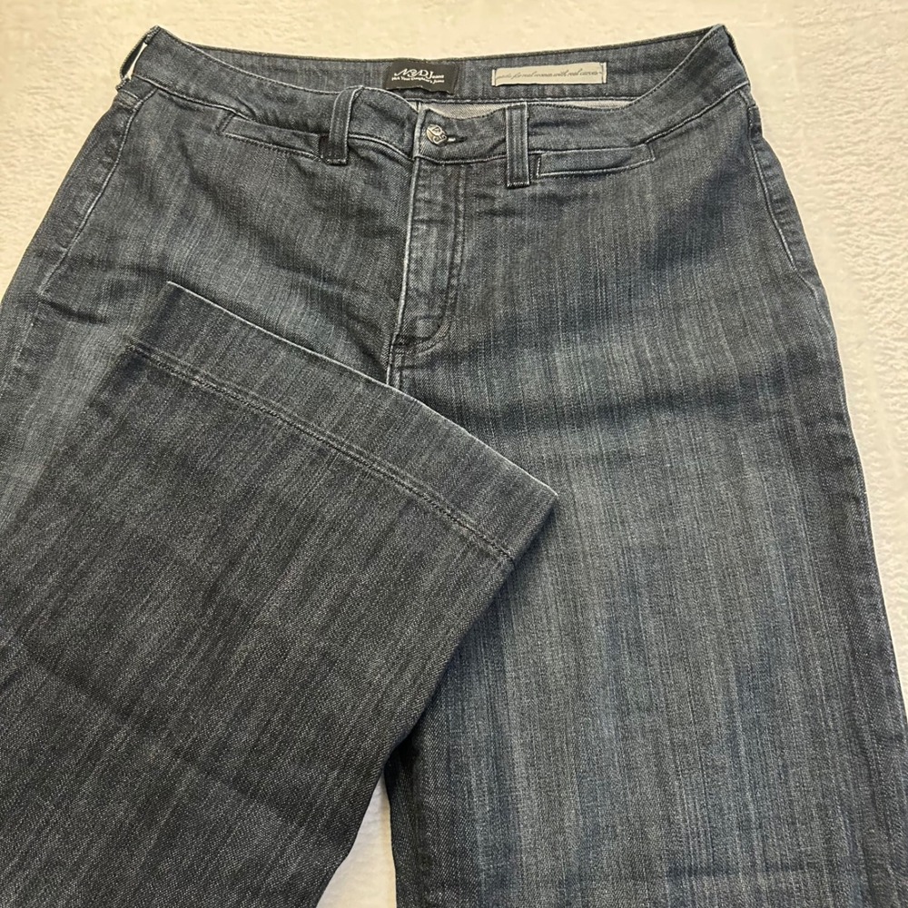 NYDJ Jeans Wide Leg Trouser Dark Wash Women 14 High Rise Stretch Denim 1803 USA